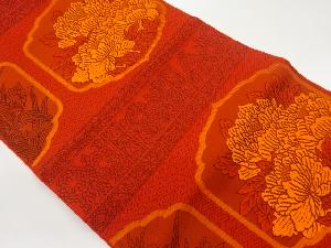 本場筑前博多横段に草花模様織出し名古屋帯